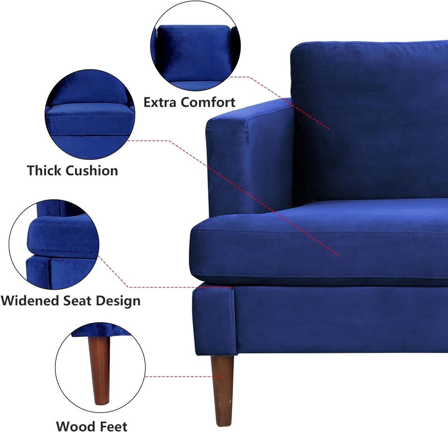 velvet tufted couch, navy blue
