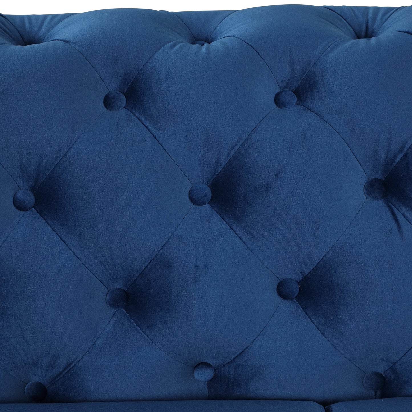 sara velvet upholstered sofa blue
