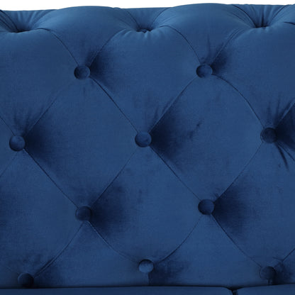 Sara Velvet Upholstered Sofa Blue