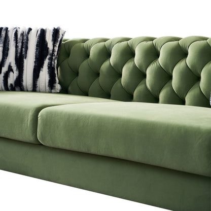 Chesterfield Modern Tufted Velvet Sofa ,Mint Green
