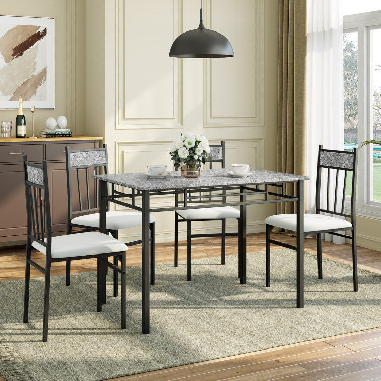 5 pieces faux marble dining set table