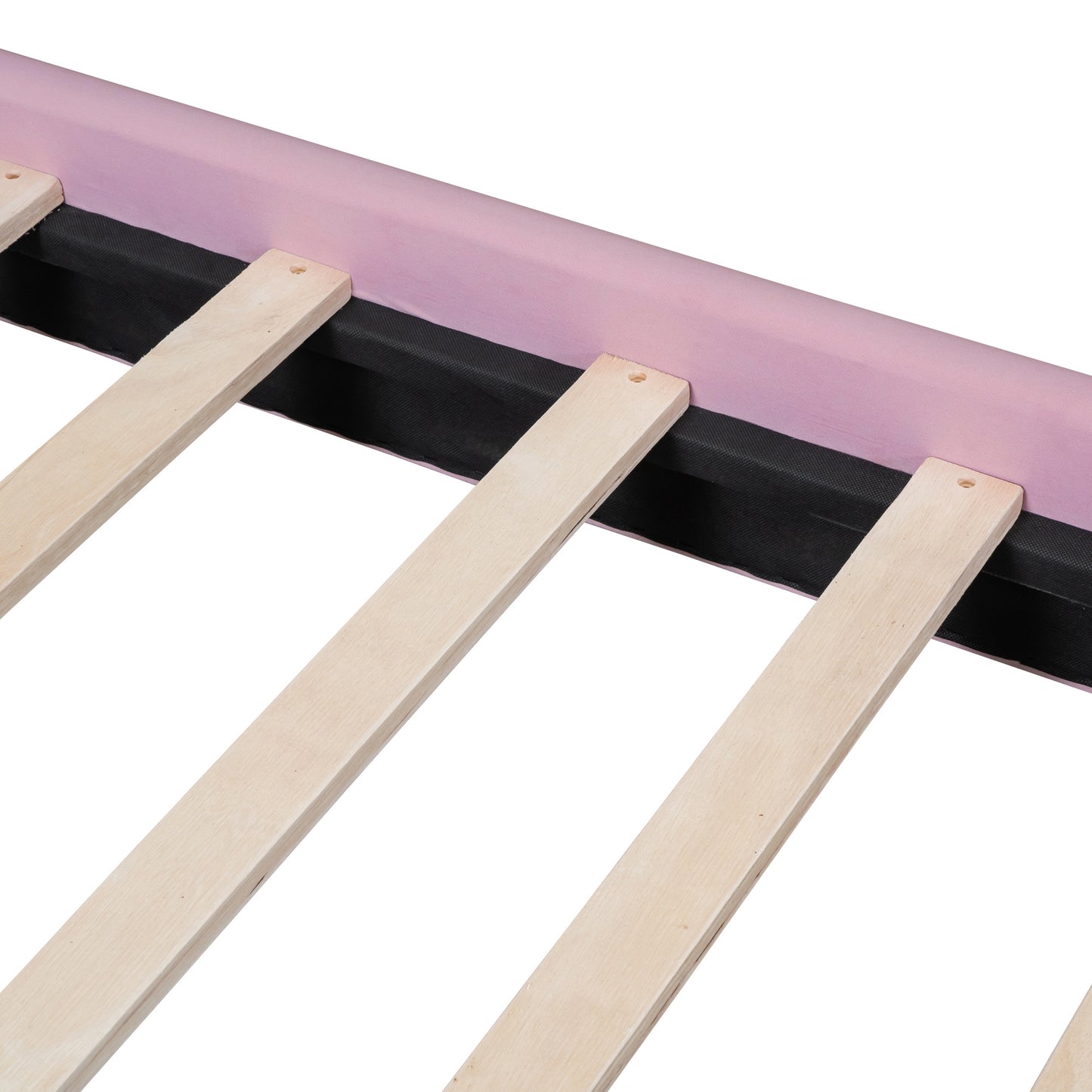 stylish velvet platform bed with thick fabric, pink