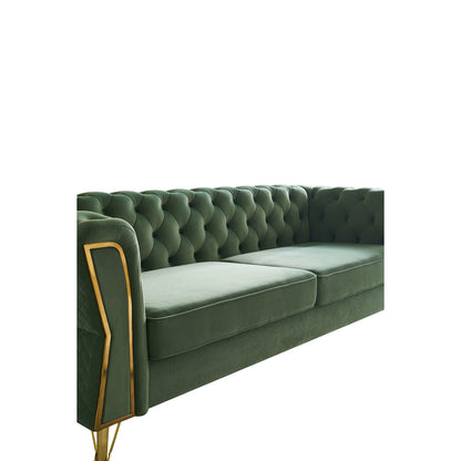 Modern Tufted Velvet Sofa, Mint Green