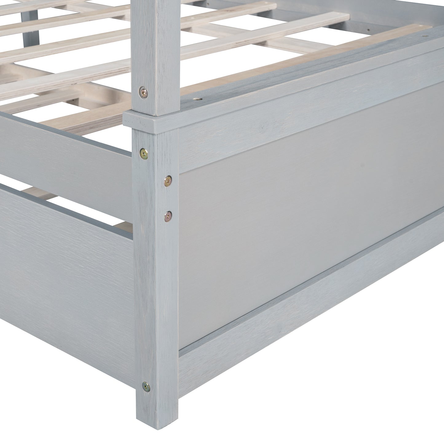 wood canopy bed with trundle