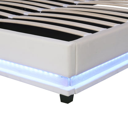 Kaylie Upholstered Platform Bed with Storage & Adjustable Tufted Headboard and LED Light