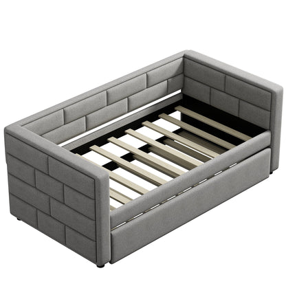 Upholstered Bed with Padded Back, Gray