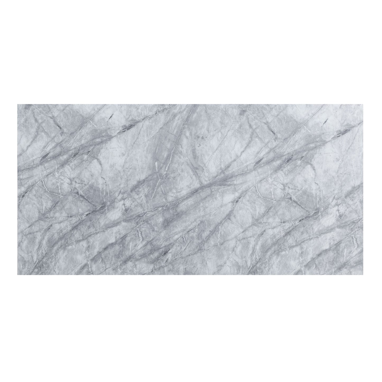 acme destry dining table, faux marble top & mirrored silver finish