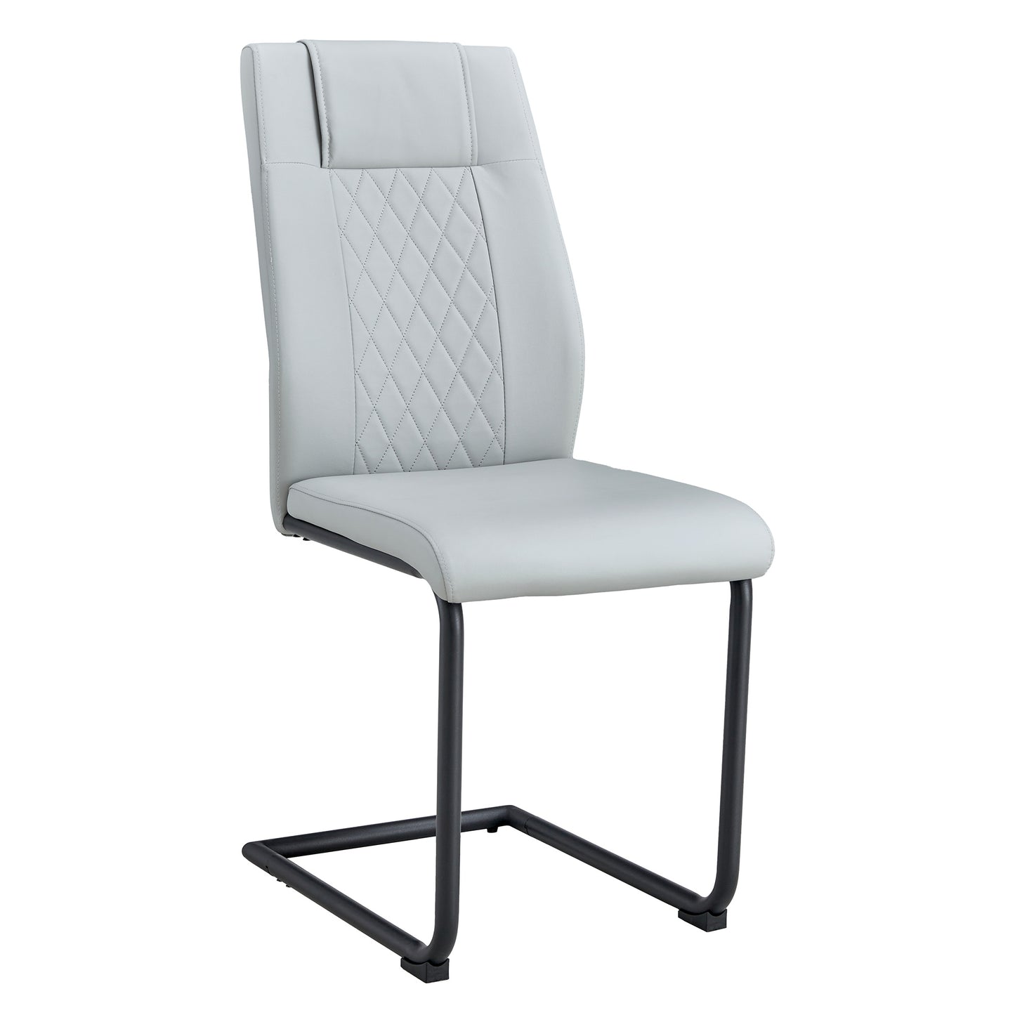 faux leather cushion chairs set of 4, light grey+pu leather