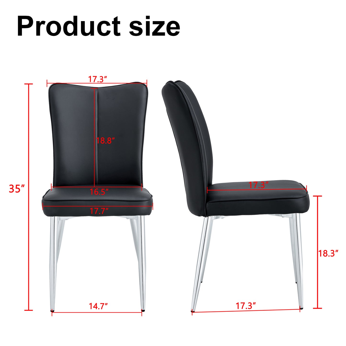 modern leather dining chairs set of 4 chairs, blacks