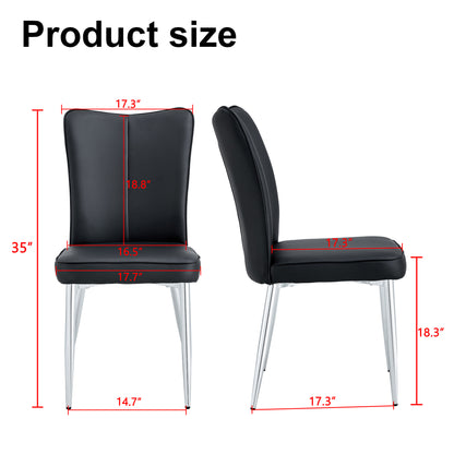Modern Leather Dining Chairs Set of 4 Chairs, Blacks