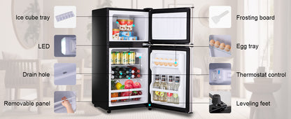 KRIB BLING 3.5Cu.Ft Compact Refrigerator Mini Fridge with Freezer