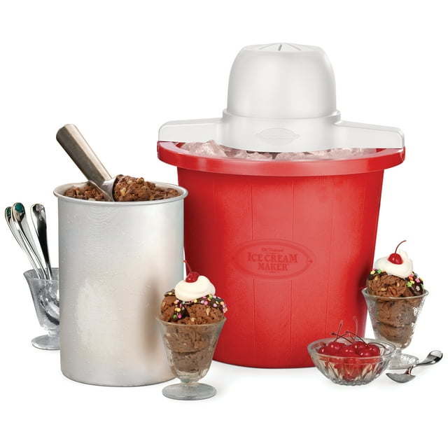 4-quart electric ice cream maker, red