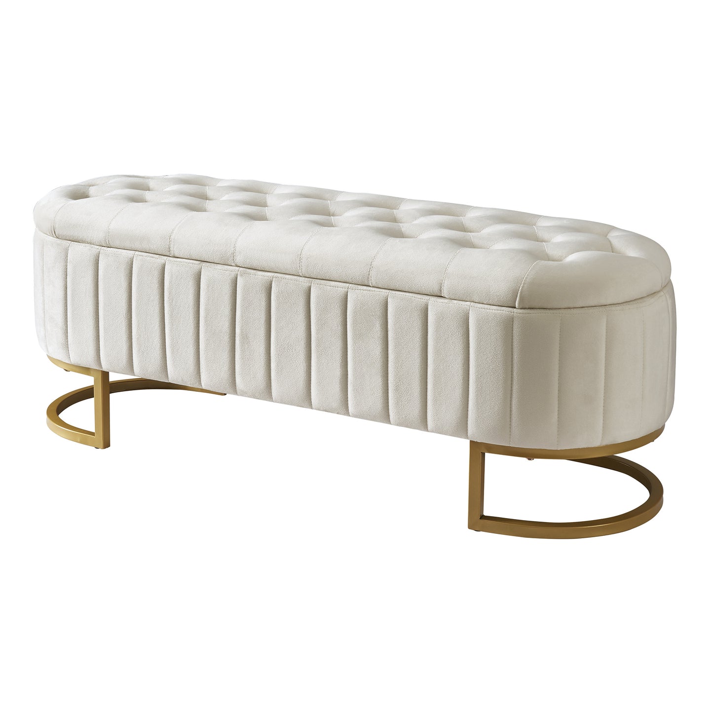 upholstered led platform bed with storage ottoman