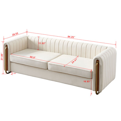 Zara Velvet Sofa Couch, Beige