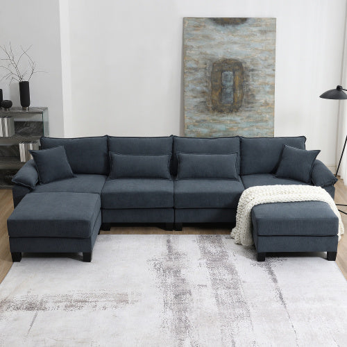emily u shaped couch with armrest bags