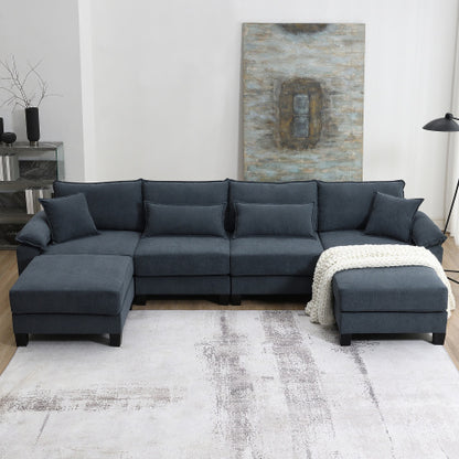 Emily U Shaped Couch with Armrest Bags