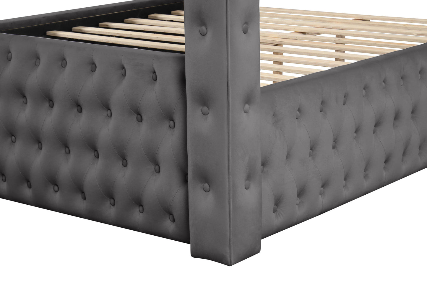 monica luxurious four-poster full bed made with wood in gray