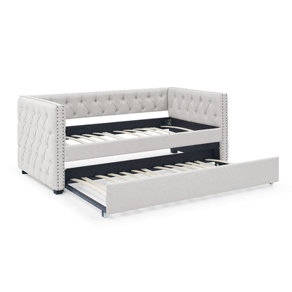 Daybed with Trundle Upholstered Tufted Sofa Bed