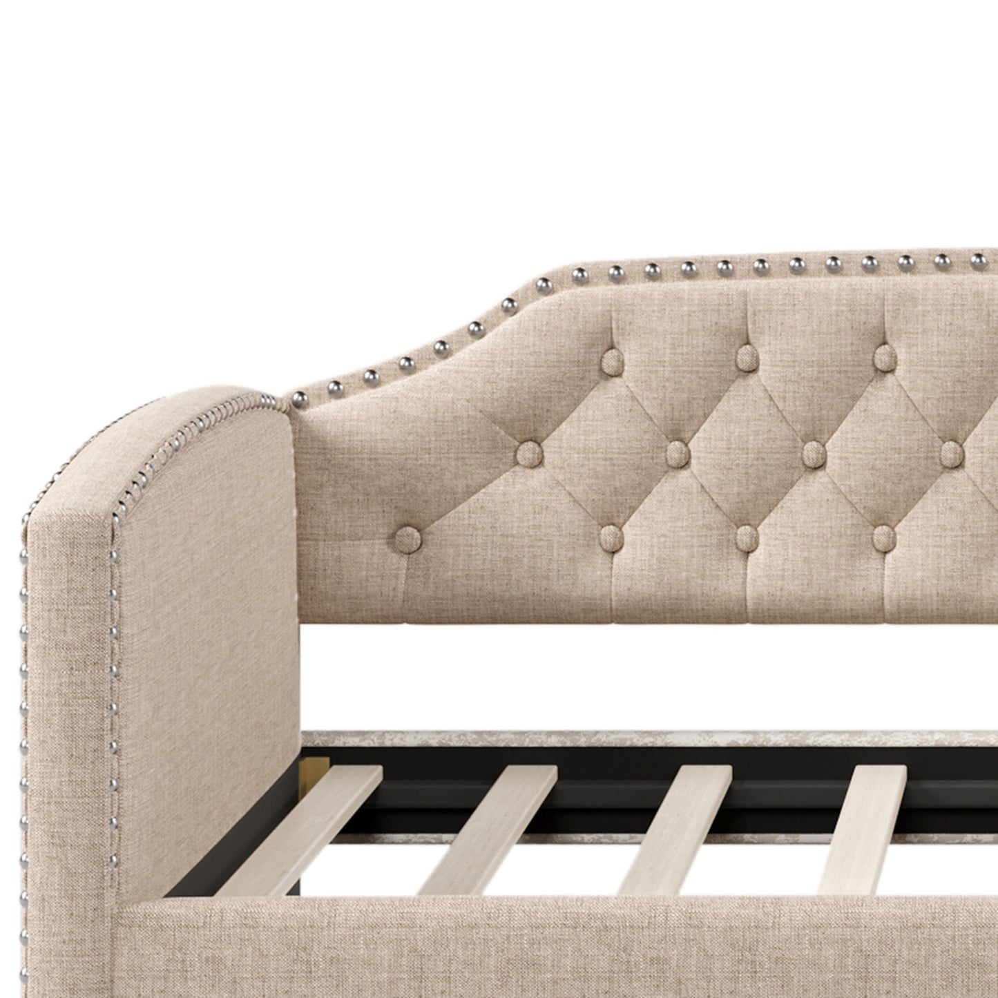 kim upholstered bed with drawers, beige