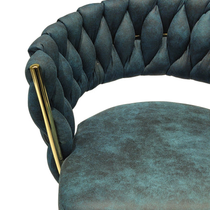 Bar Chair Suede Woven Bar Stool Set of 4, Blue