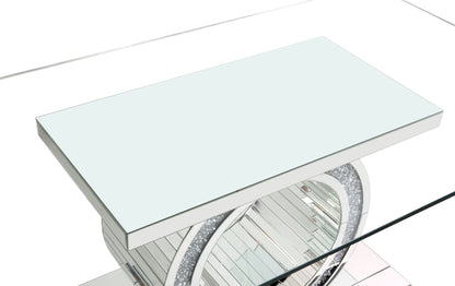 ACME Noralie DINING TABLE Mirrored & Faux Diamonds