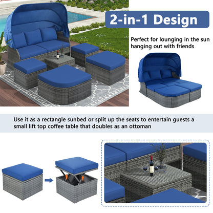 Daybed/Sunbed with Retractable Canopy Set