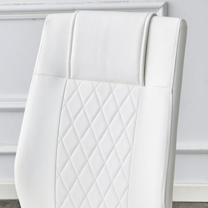 Faux Leather Cushion Chairs Set of 4, White+PU