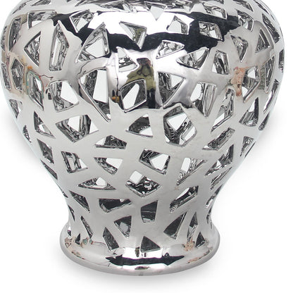 Silver Ceramic Ginger Jar Vase