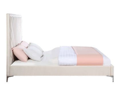 ACME Faiz Queen Bed, Beige Velvet