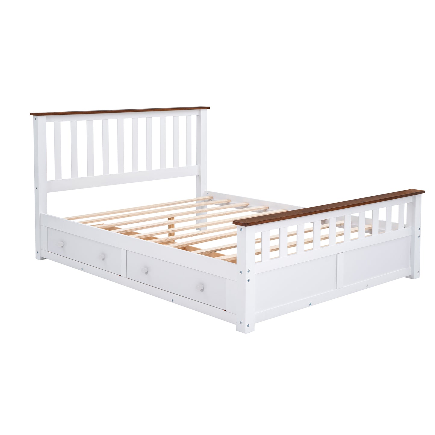 3-pieces bedroom sets  with nightstand(usb charging ports) and storage chest,white+walnut