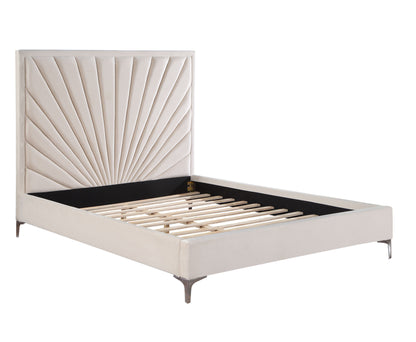 ACME Faiz Queen Bed, Beige Velvet