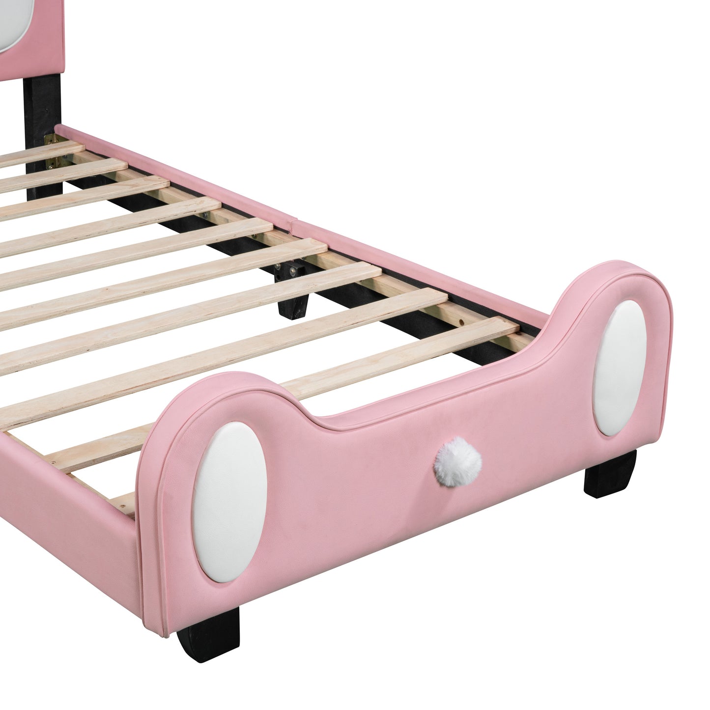 upholstered rabbit-shape princess bed, white+pink
