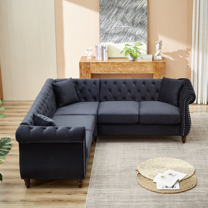 Chesterfield 5-Seater Corner Sofas with 3 Pillows