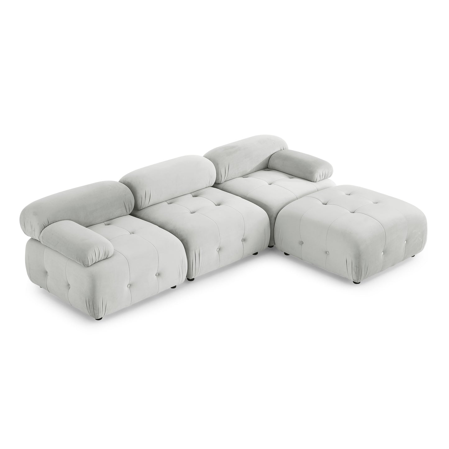 modular sectional sofa, button tufted designed and diy combination,l shaped couch with reversible ottoman, grey velvet