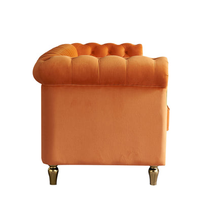 Chesterfield Velvet Sofa, Orange