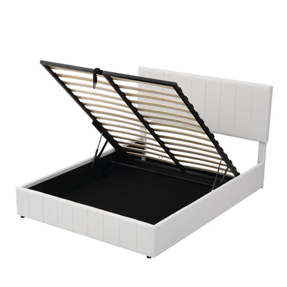 Queen size Upholstered Platform bed with a Hydraulic Storage System - Gray Queen size Upholstered Platform bed with a Hydraulic Storage System - Gray Queen size Upholstered Platform bed with a Hydrau