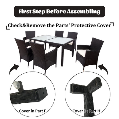 TOPMAX 7- Piece Rattan Patio Set, Black