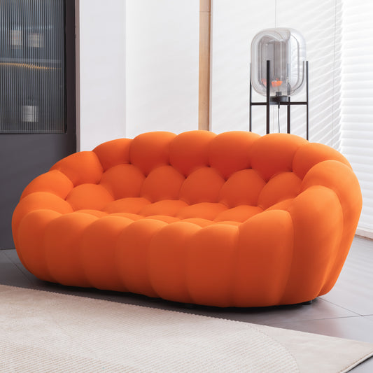 Modern Upholstered Fabric Bubble Sofa, Orange