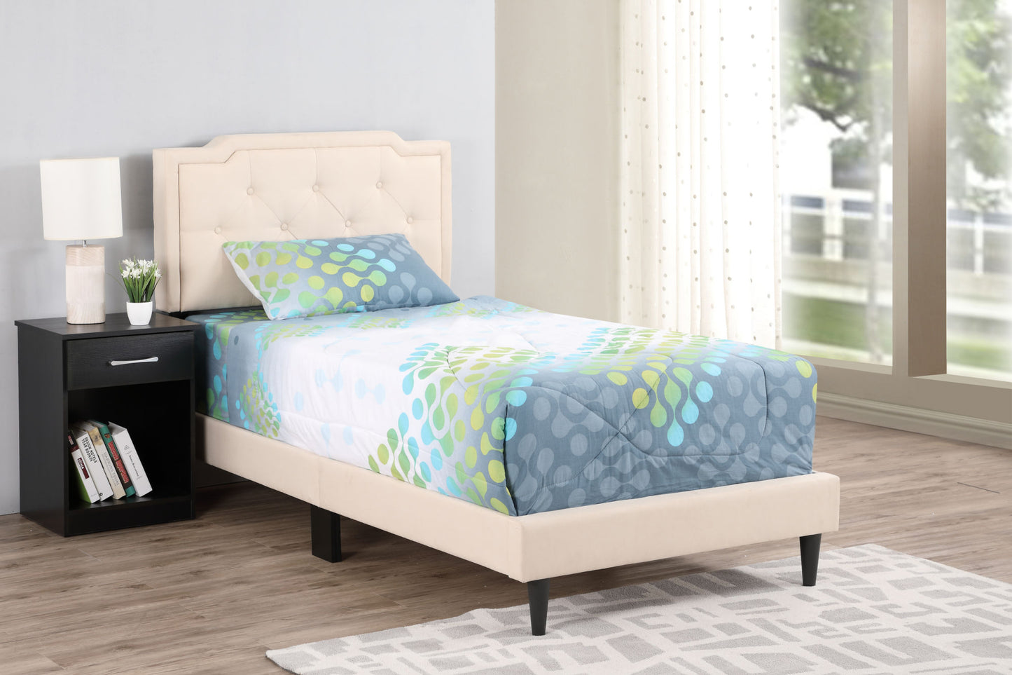 deb twin bed- all in one box , beige