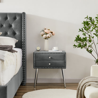 Toni Queen bed with one nightstand,  metal legs with Electroplate #1