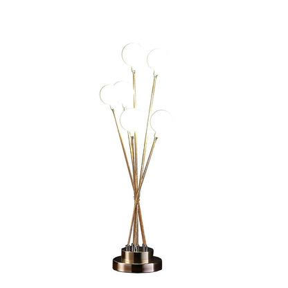 27.5" In 6-Light Acrylic Globe Aluminun Led Chrysanthe Yellow Gold Metal Table Lamp
