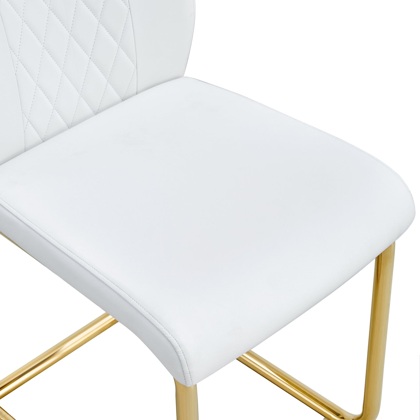 faux leather cushion chairs set of 4, white+pu