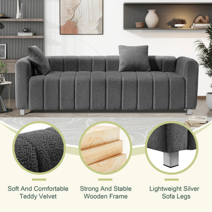 Teddy Velvet Sofa with 2 Pillows