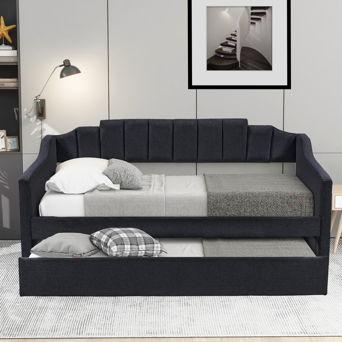 upholstered twin daybed with trundle