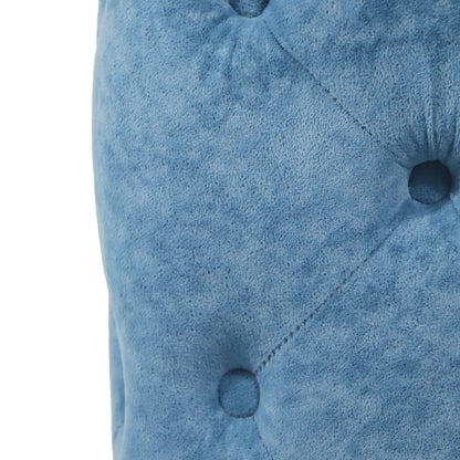 Blue Modern Velvet Upholstered Ottoman