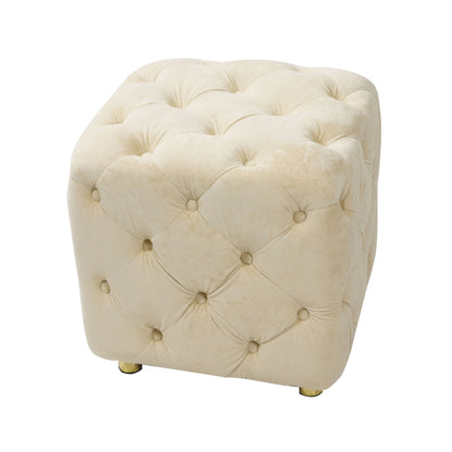 Beige Modern Velvet Upholstered Ottoman