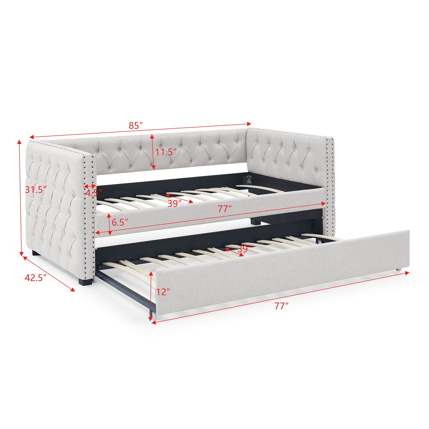 daybed with trundle upholstered tufted sofa bed