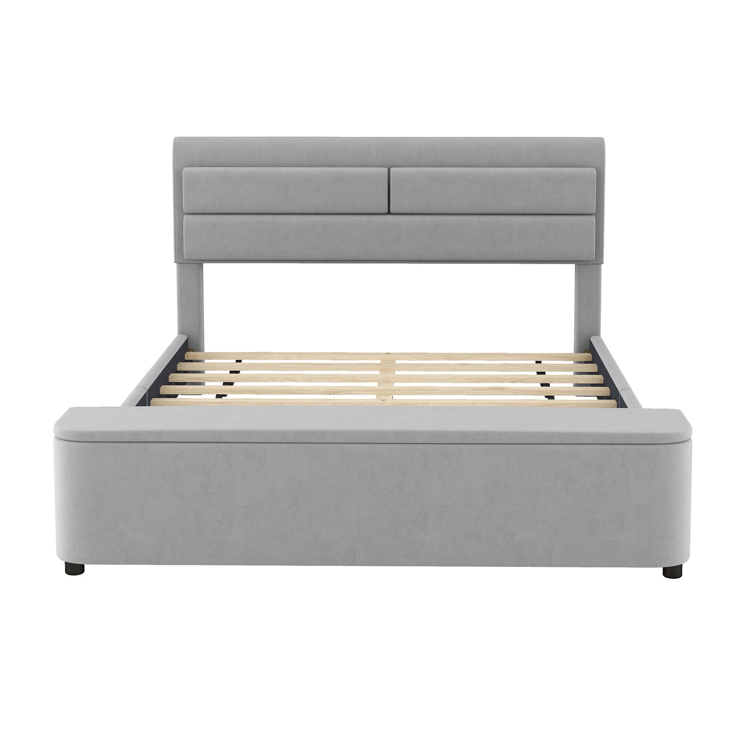 holly upholstery platform bed with storage headboard and footboard