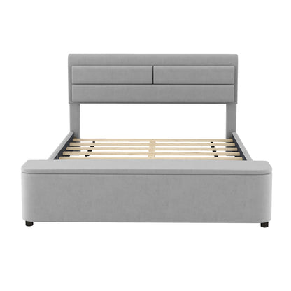 Holly Upholstery Platform Bed with Storage Headboard and Footboard