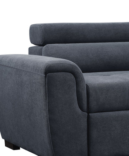 Haris  Dark Gray Fabric Sleeper Sectional with Adjustable Headrest and Storage Ottoman